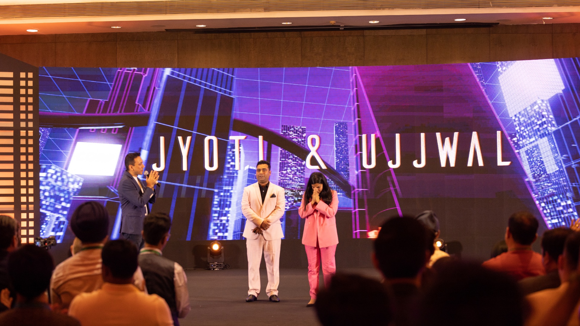 Ujjwal Abhishek on stage in front of a live audience